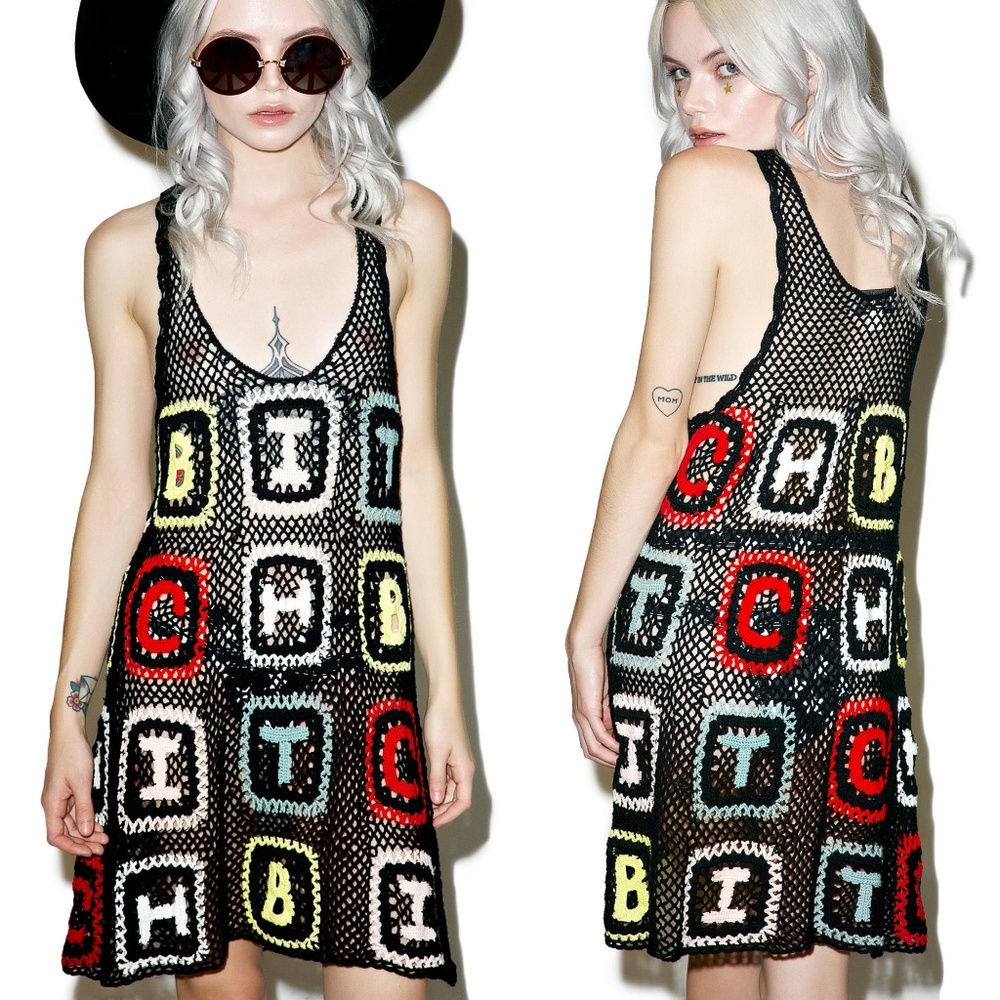 Wildfox Bitch Granny Sabrina Crochet Dress XS